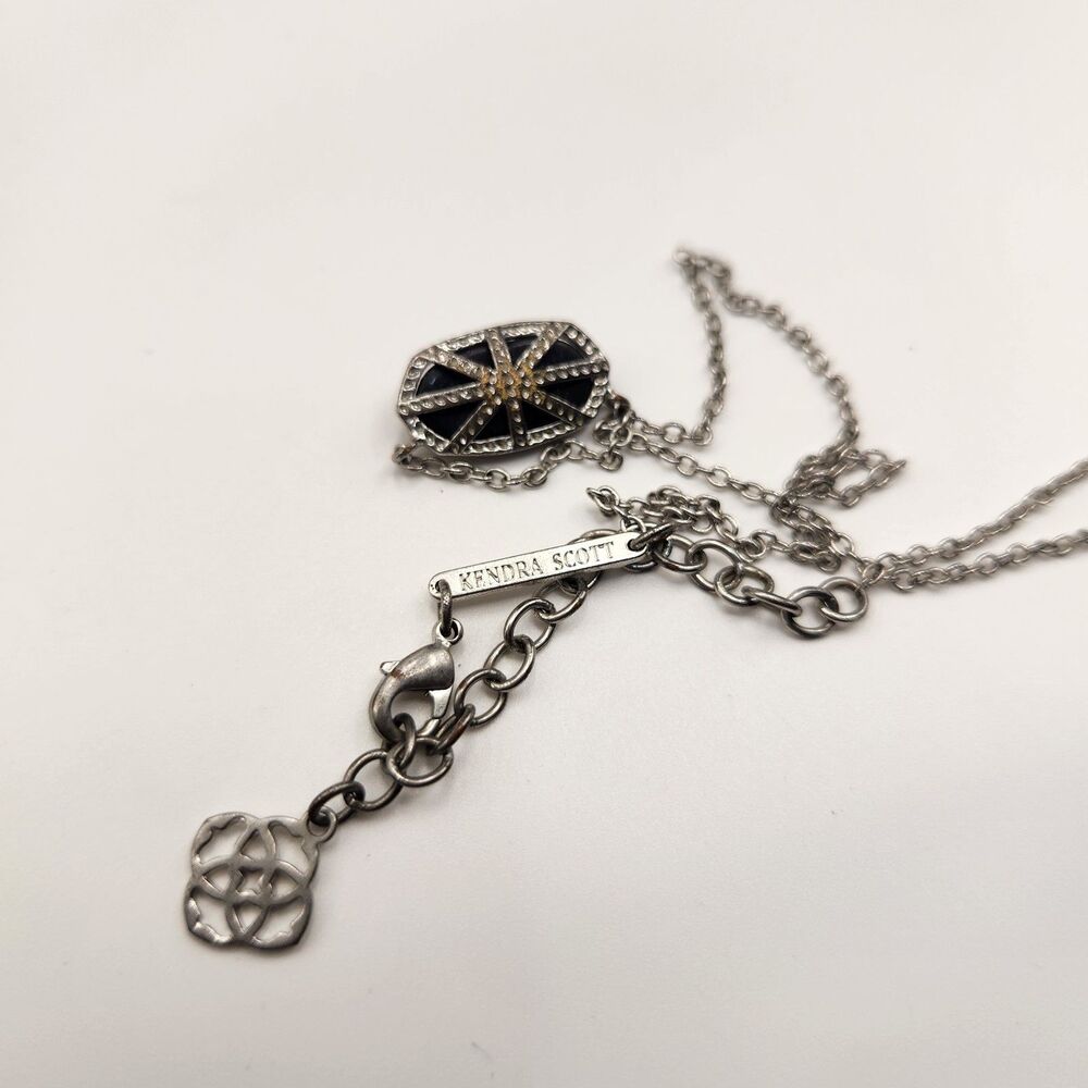 Kendra Scott Elisa Silver Pendant Necklace in Black #6 - Picture 4 of 5